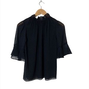 Rebecca Taylor Flutter Sleeve Blouse Size XS‎ Black
